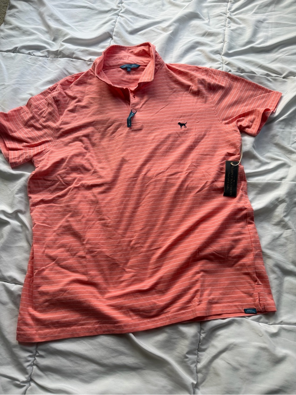 Simply Southern Coral Thin-Stripe Polo